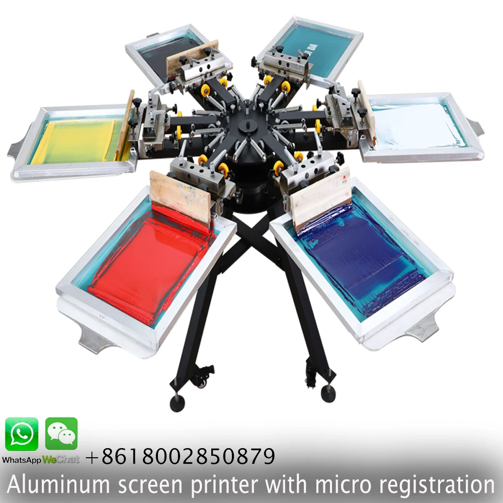 rotary silk screen printing machine 6 color 6 stations with micro registration with some kits