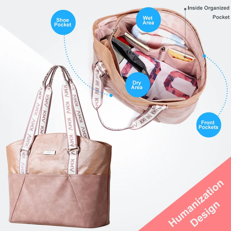 
Custom Tote Bag High Quality with Shoe Compartment Nylon Gym Bag Tote 