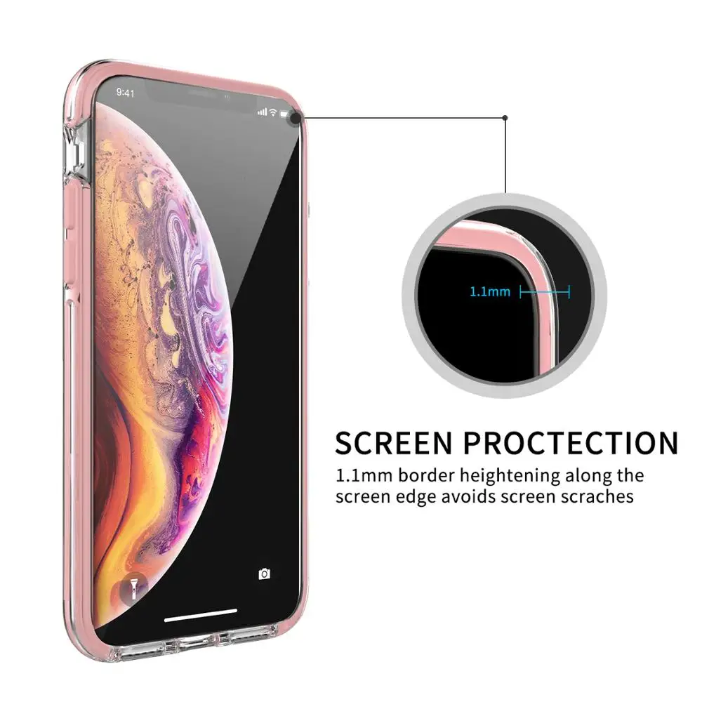 Clearance! Ispider High Quality SGS Certified 3 Meters Anti-fall  PC+TPU+TPE Pink transparent Clear Cover Phone Case for iPhone X