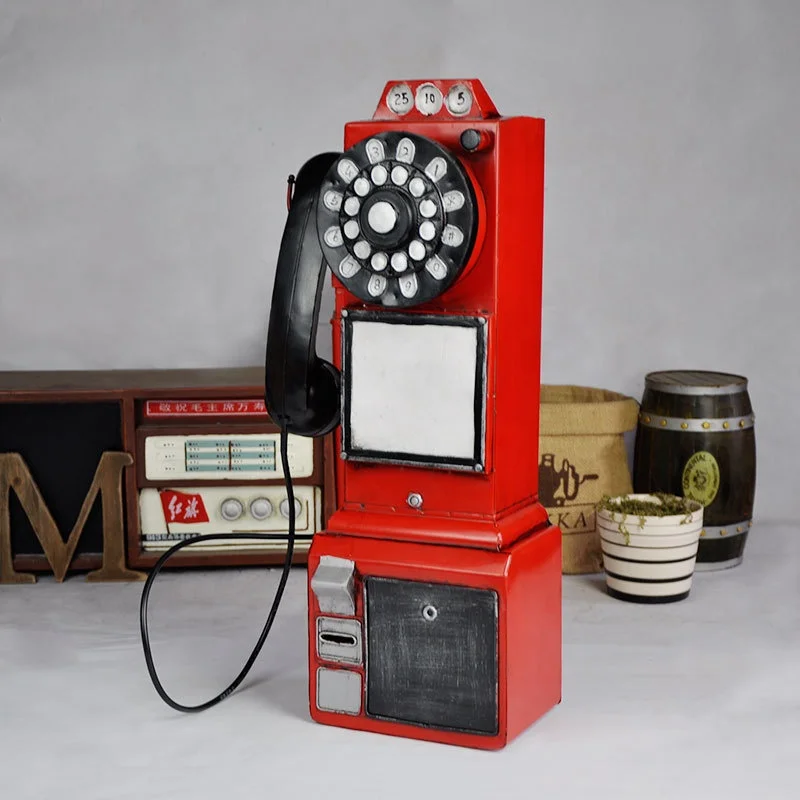 Винтажная модель телефона CY075 для домашнего декора, настенные металлические подвесные украшения, ретро домашние фигурки, миниатюрное украшение для телефона