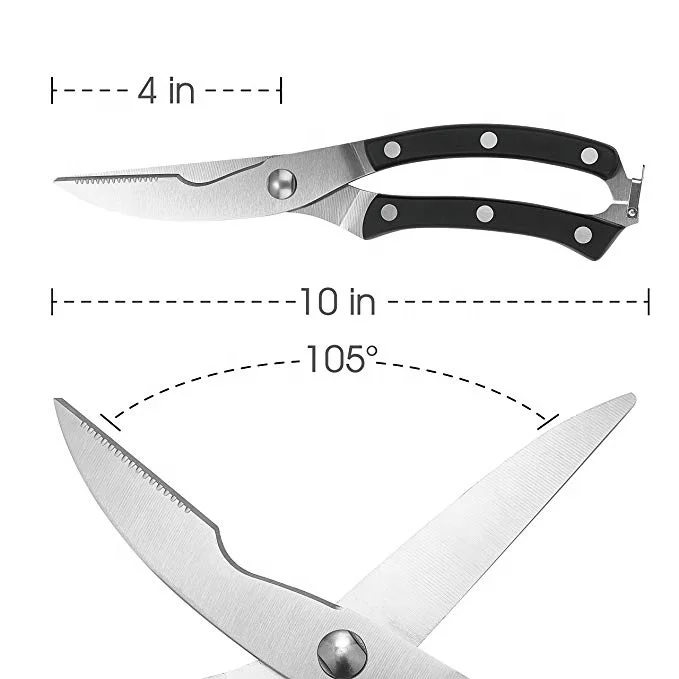Hot sale Heavy Duty Stainless Steel Kitchen Shears Poultry Scissors With Spring Loaded Handle