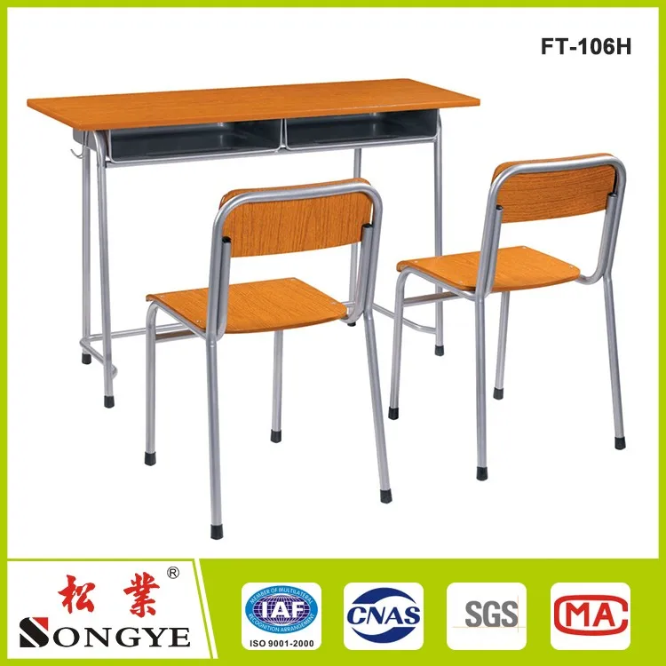 
Durable Stack-able Student Desk And Chair Double Seat School Table and Chair 