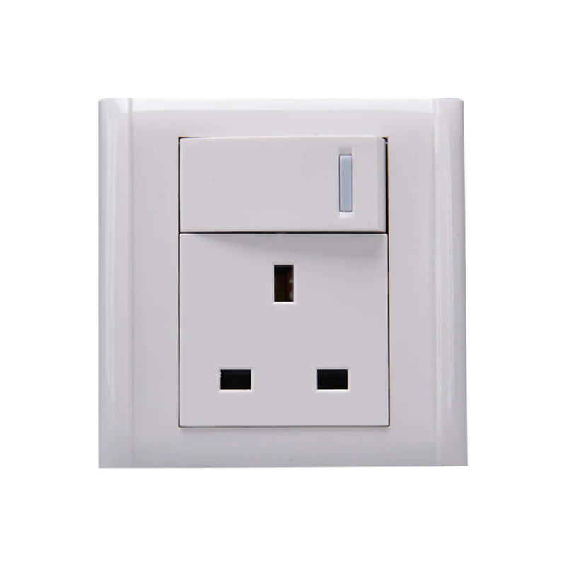 Английская розетка 1 комплект 3 контакта 86 мм безвинтовая металлическая панель белая