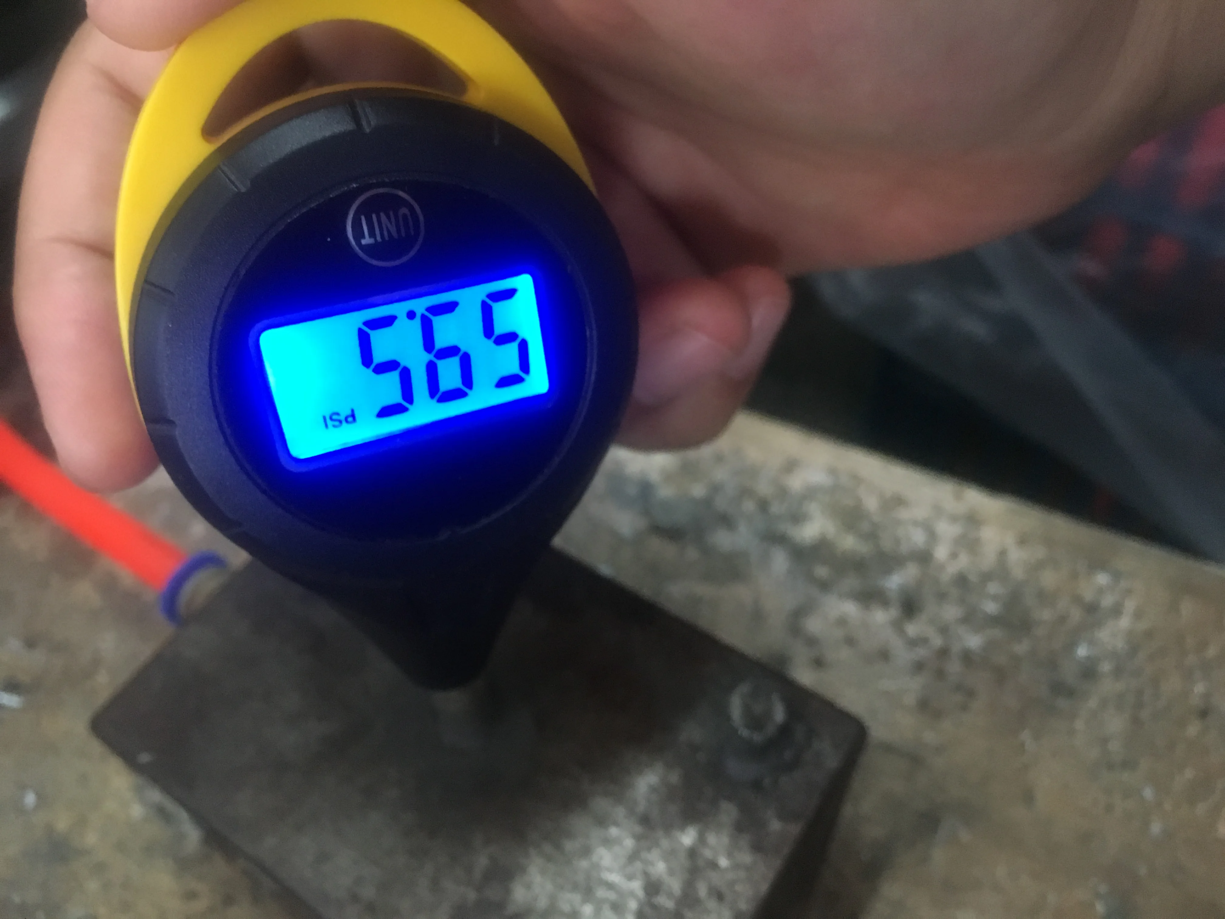 
Digital tire pressure gauge with liquid crystal display 