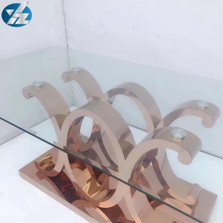 Bigger size tempered glass stainless steel dining table