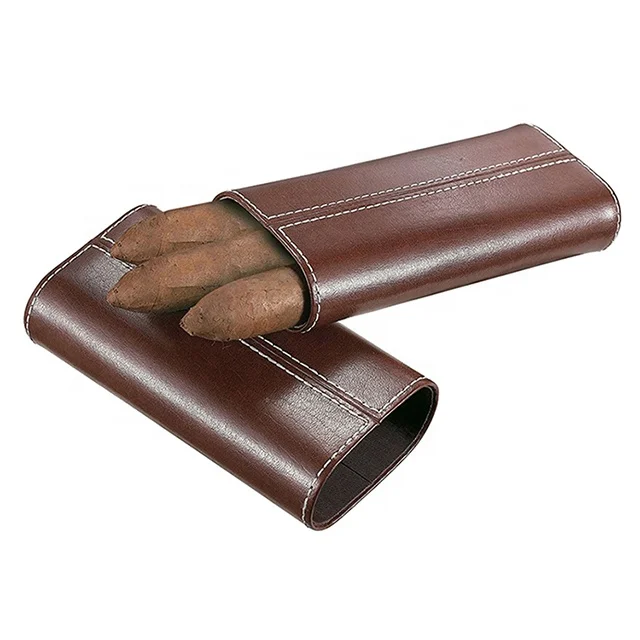 ISO BSCI factory KID wholesale custom PU leather travel gift tube accessories holder cigar case