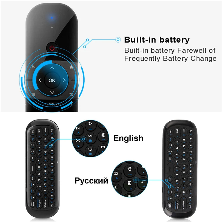 W1 2.4G Air Mouse Wireless Keyboard Remote Control Infrared Remote Learning 6-Axis Motion Sense Receiver for TV TV BOX PC