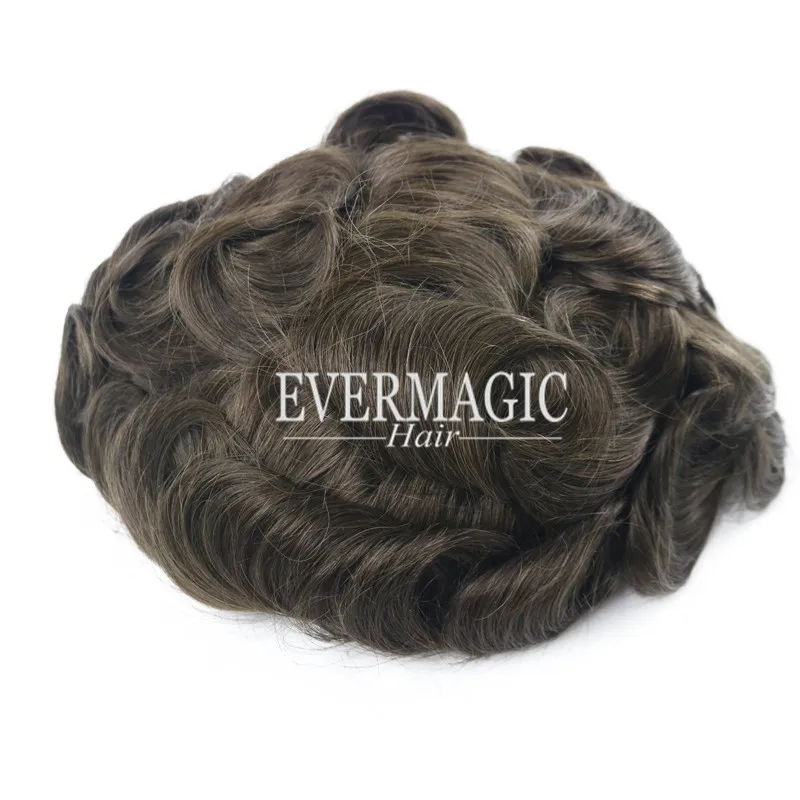 
Wholesale Handsome #5 Brown Human Hair Toupee for Men Full Lace Hair Wig For Hair Loss Men 