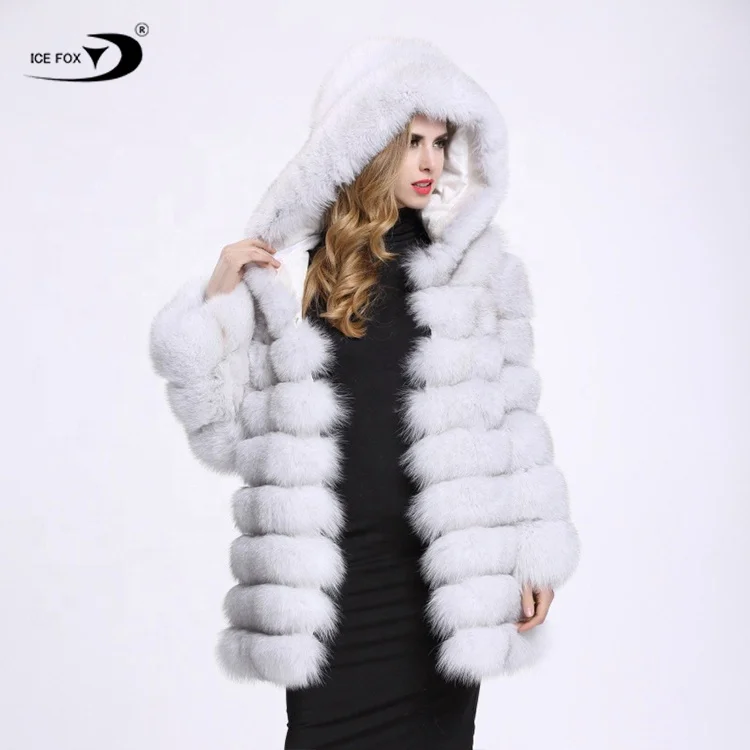 2022 Custom Design Pattern Logo Fashion Long Black Fur Coat Winter Women Faux Fox Fur Coat with Hood