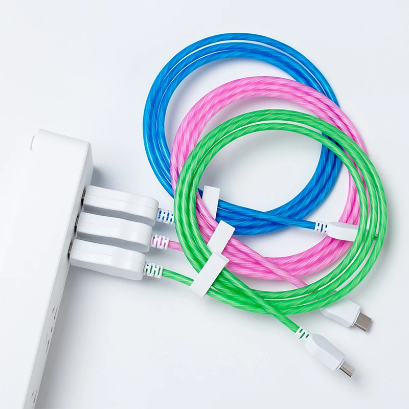 Compatible Charger Cable, Led Flowing Cord Light Up Charging Flash Glowing EL Flat Charge and Sync Data Wire for iPhone Android