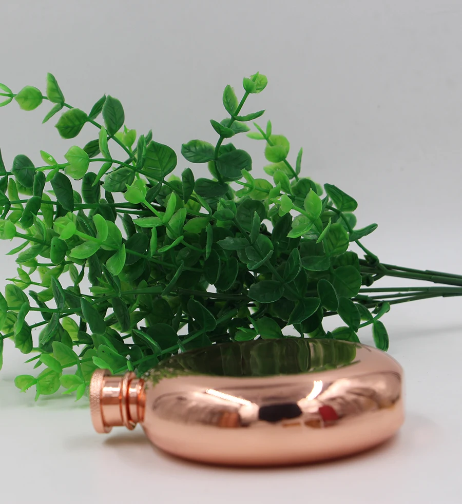 Copper Around Hip flask, 18/8 Eco-Friendly stainless steel 6oz copper Pocket hip Flask, Portable Stainless steel Copper Flask