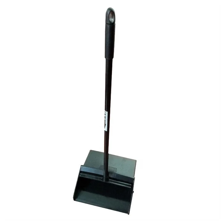 ESD ECO Plastic Black Folding Wind Proof Dustpan With Metal Stick and Broom Set For Cleaning