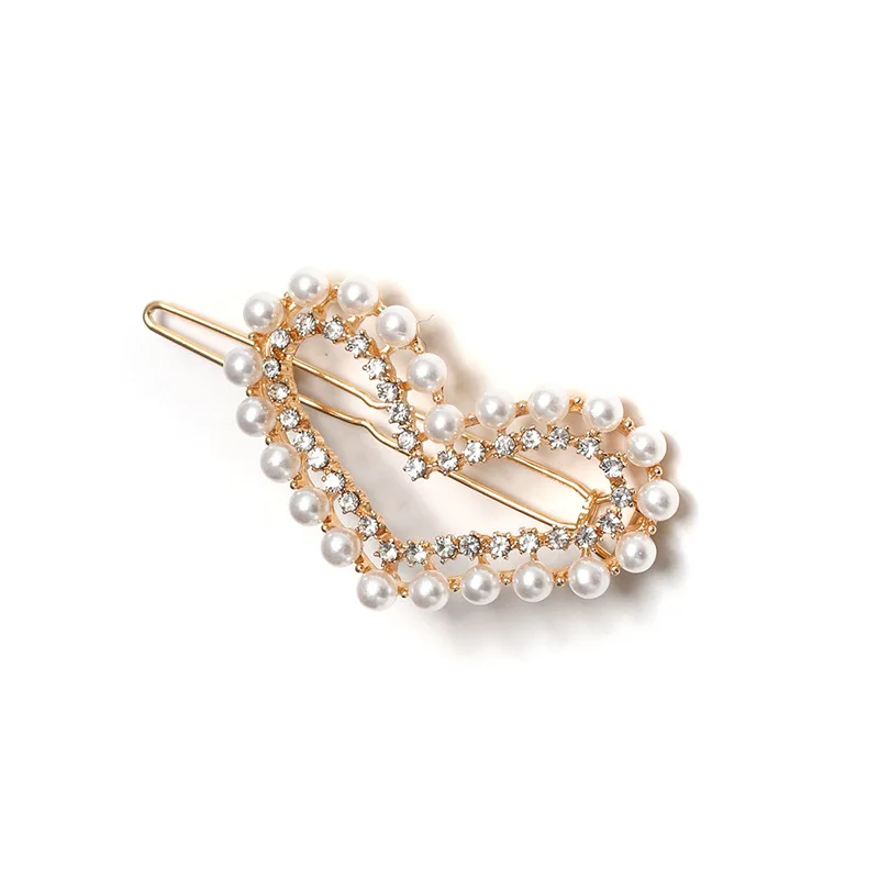 AHC19504 корейский новый милый модный хит продаж в Instagram позолоченный бант в форме сердца круглая геометрическая форма жемчужная заколка для волос для невесты для женщин