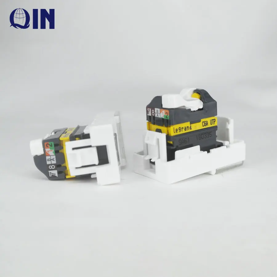 French type single port modular jack yellow color 45*22.5mm face plate CAT6A RJ45 UTP keystone Jack 76571