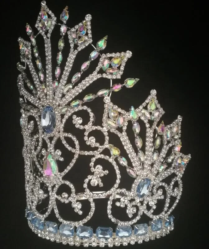 2023 Round Rhinestone Princess Tiara Queen Crown Large Custom Miss World Pageant Crown