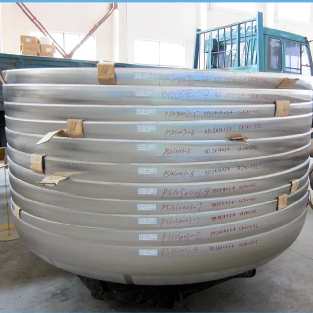 Elliptical stainless steel pipe end cap for tank head