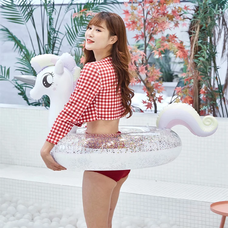 Надувной поплавок для бассейна в виде единорога, 90-120 см