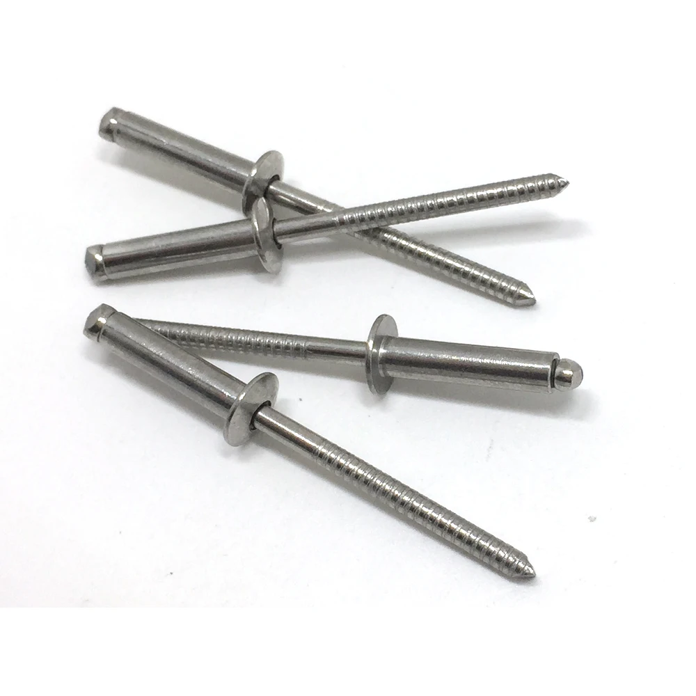 DIN7337 All sizes 2.4/3.2/4/4.8/6.4 stainless steel A2 A4 SS304 SS316 Open End Blind Rivets Break Manderl Blind Rivet