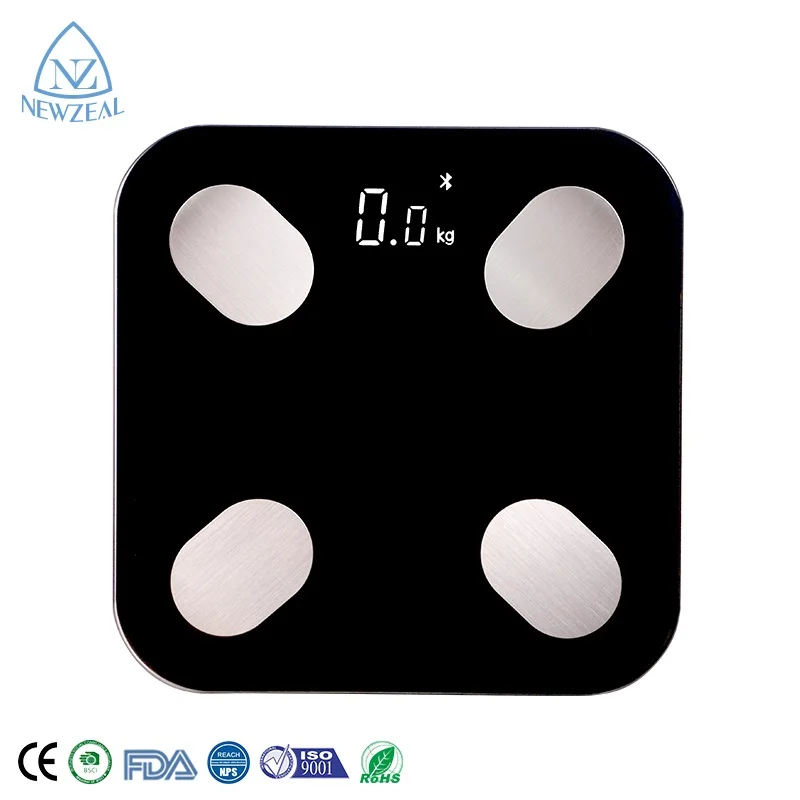 2019 Главная Безопасность стеклянная платформа bluetooth вес тела Жир смарт-весы с функцией bluetooth