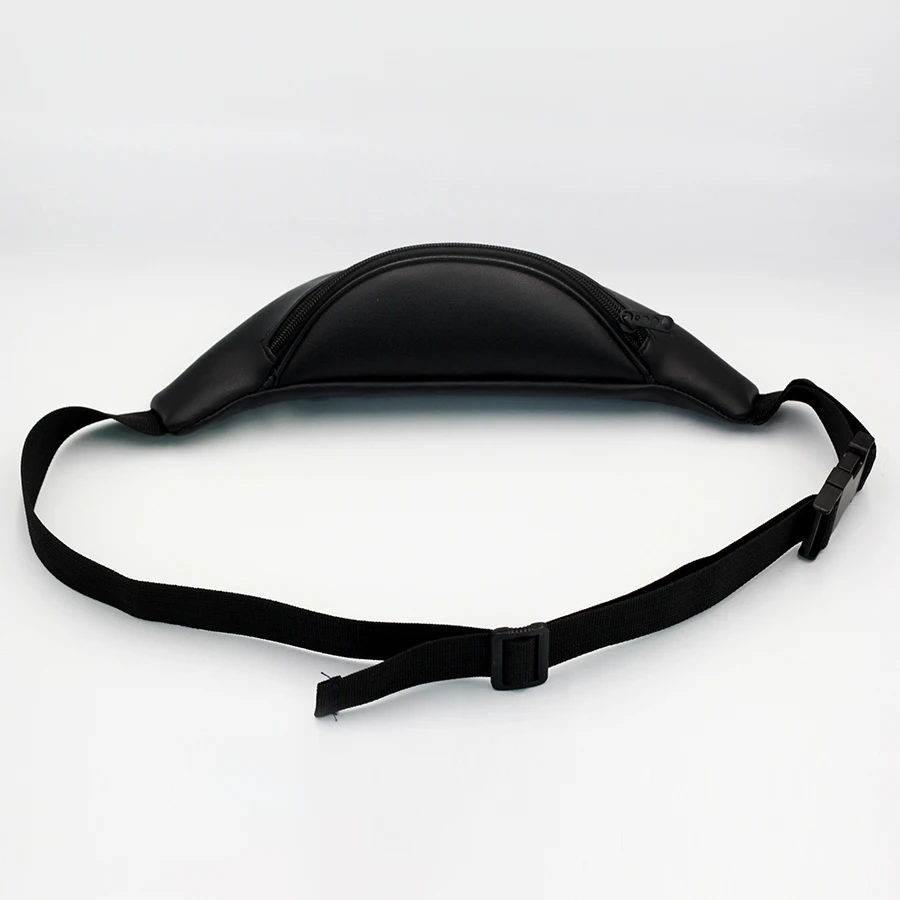 
Cheap PU Leather Waist Bag Fanny Pack Black Sport Waist Bag Custom Logo 