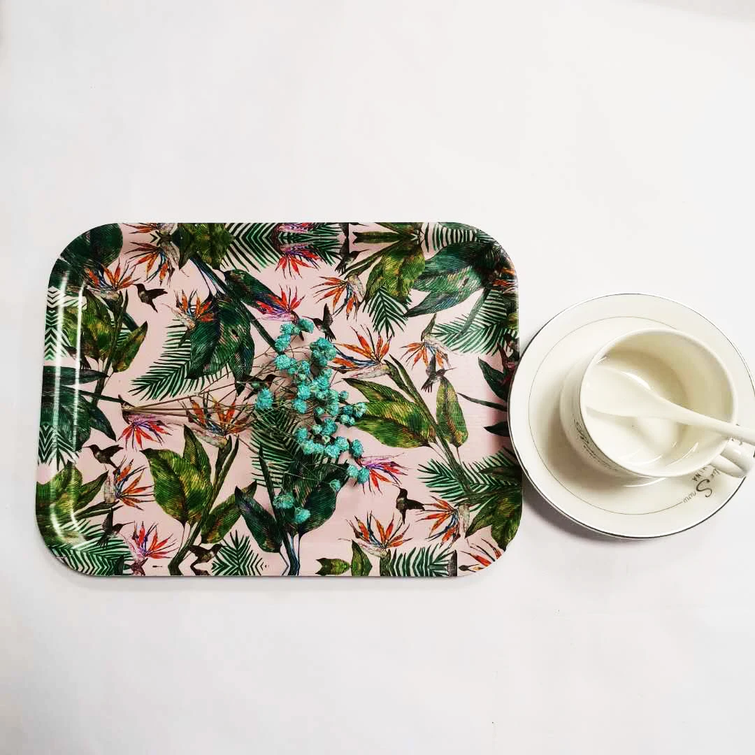 Wholesale Rectangular Morden plastic wooden Print chocolate biodegradable airline cheese bulk foodserving bar tray