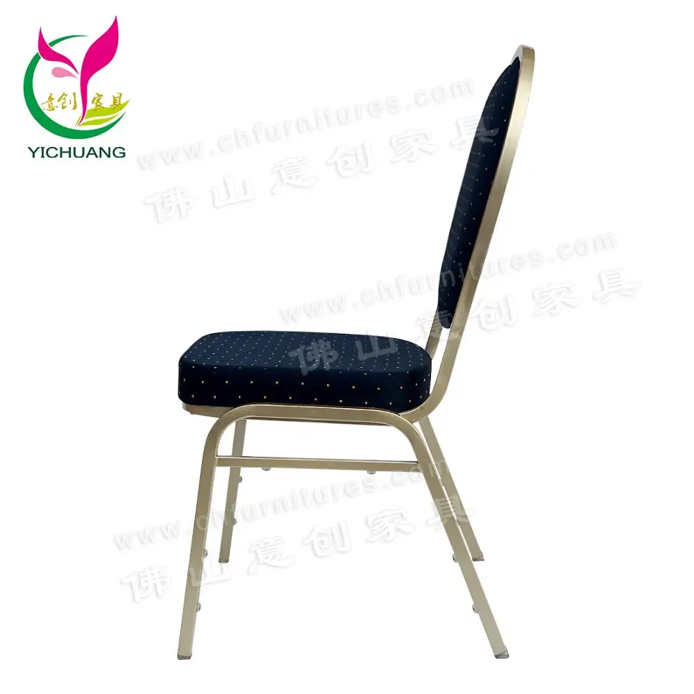 YC-ZL10-04 High Quality Fabric Cushion Dining Room Gold Aluminum Banquet Chair For Sale