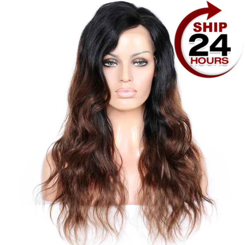 Premier парики шнурка в стиле Рианны; Шоколадного цвета эффектом деграде (переход от темного к человеческие волосы боковая часть как у знаменитостей