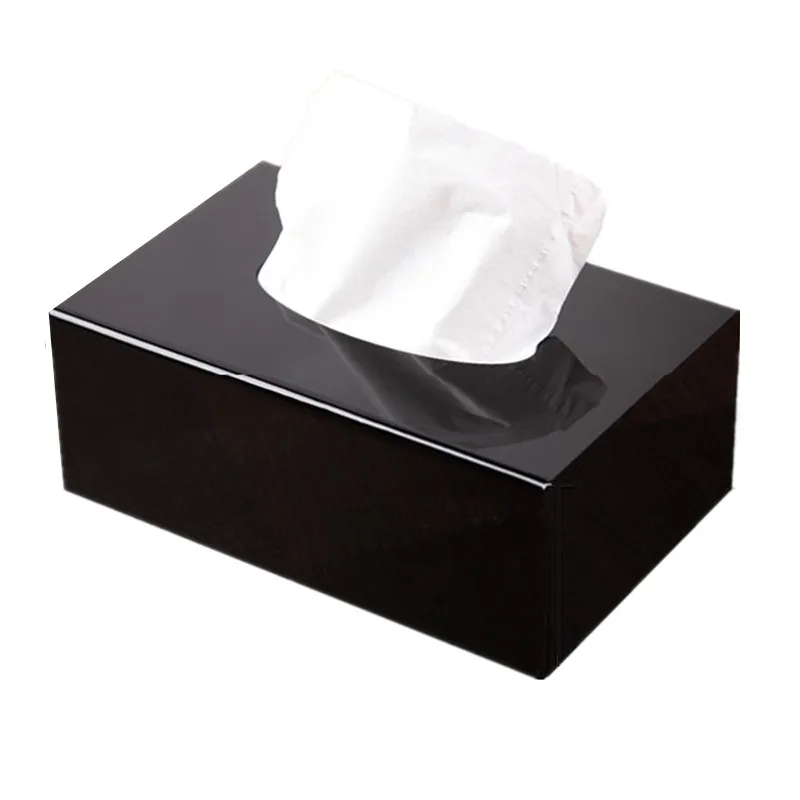 1set Christmas Gift Black Top Grade Acrylic Tissue Box Home Decor Rectangle napkin holder car tissue box cover servilletero caja
