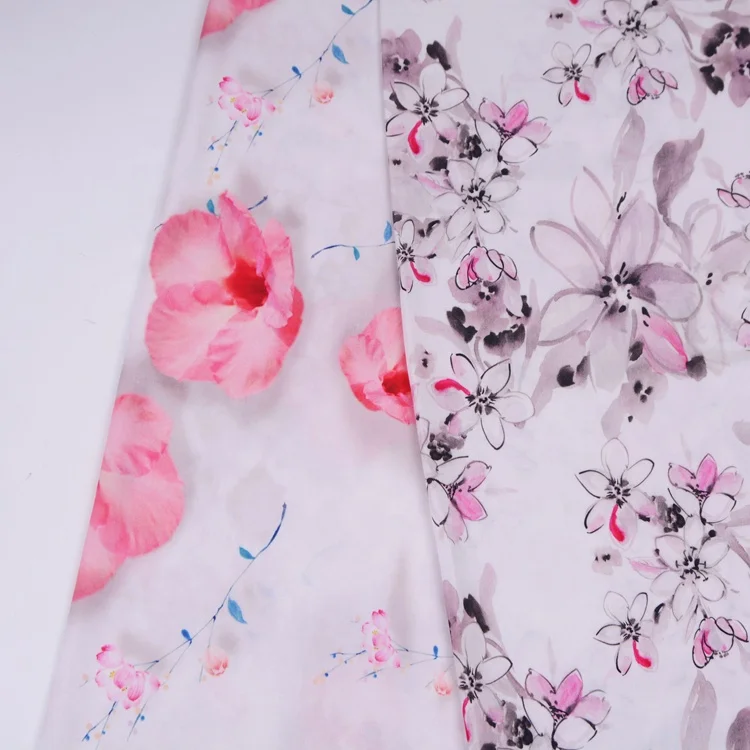 Factory price custom design digital print floral plain satin 100% rayon woven fabric for clothing