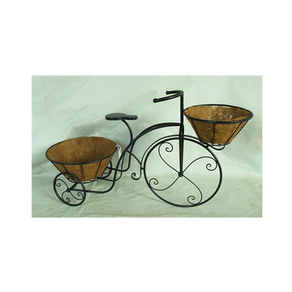 2 Tier Decorative Bicycle Plant Stand Basket With Coco Liner