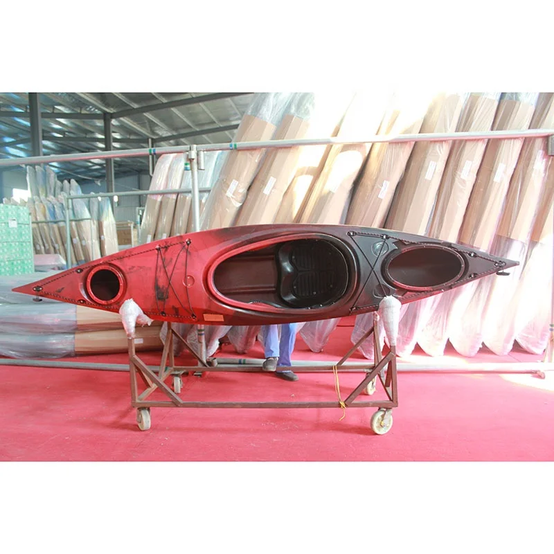 Sit in river kayak One person plastic bass single ocean touring sea kayak  with rudder system
