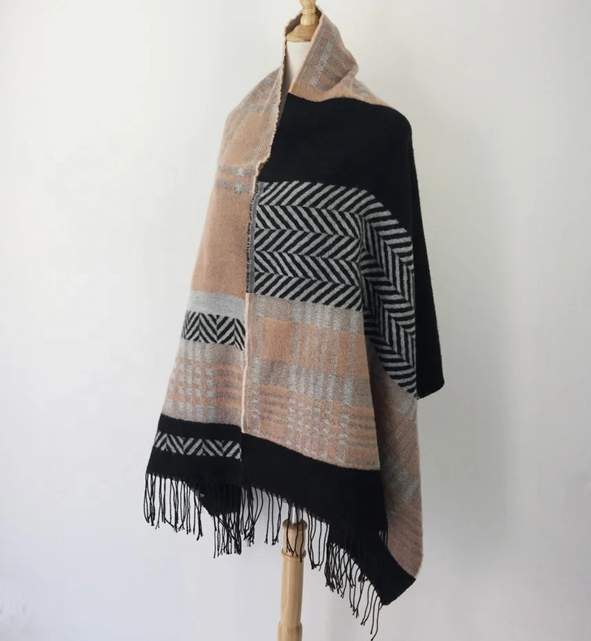 
Cashmere pashmina scarf double side multicolor winter plaid blanket acrylic scarf factory direct sale 