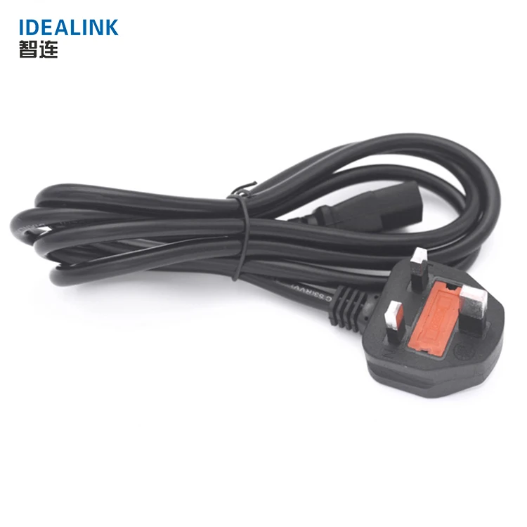 Пользовательские рекламные черный 3 булавки Великобритания plug Британский Стандартный компьютер шнур питания кабель