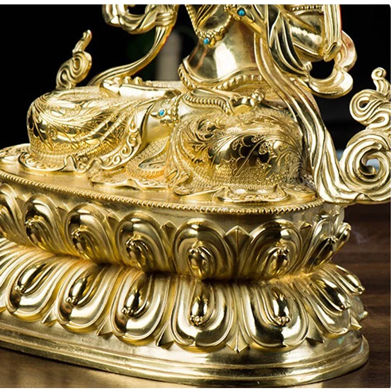 Casting Bronze Golden Buddha Statues Decorative Manjushri Buddha Figurine Religious Art Collectible Small Buddha Statue