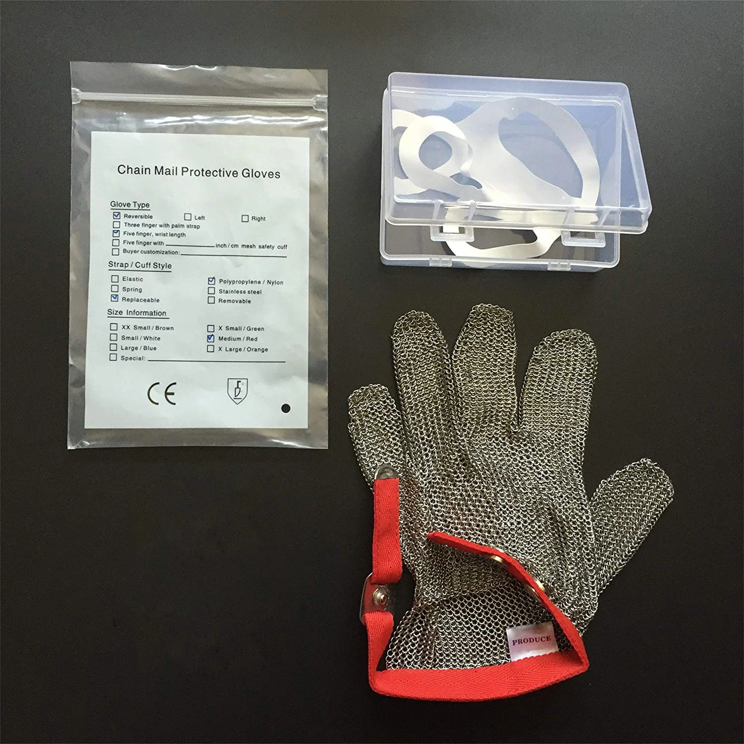 304L Chain Mail Stainless Steel 5-Finger Metal Mesh Cut-Resistant Gloves