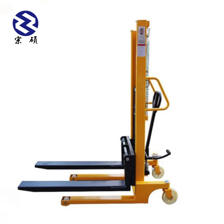 Man Eating Long Forks Vertical Saddle Stacker Forklift
