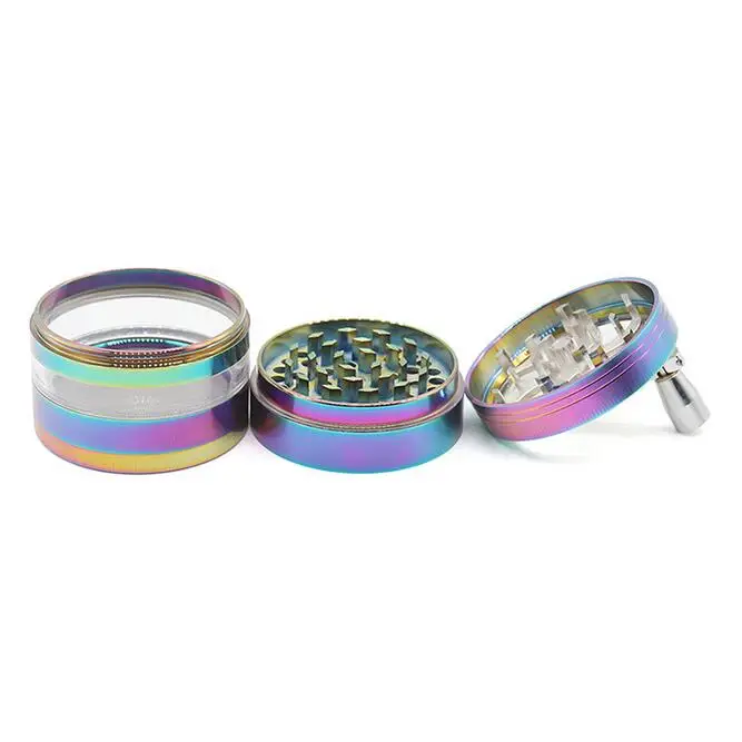 VAMAV Rainbow 63MM Hand Crank Herb Grinder Tobacco Crusher Smoking Accessory Zinc Alloy Smoke Tobacco Grinder