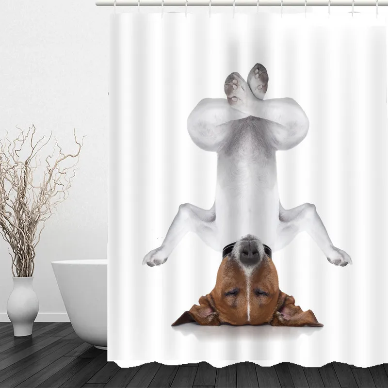 Wholesale 3D digital printing cute animal polyester pongee custom waterproof shower curtain