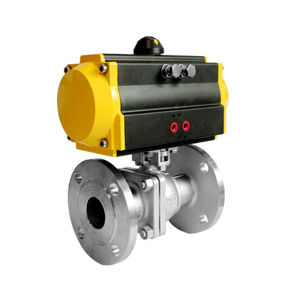 COVNA DN80 3 inch 2 Way Double Flange Type Remote Operated Stainless Steel Pneumatic Actuated Ball Valve
