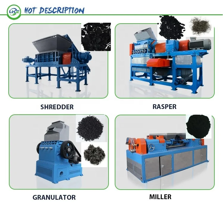 Playground usage rubber mulch making system tire recycling machine