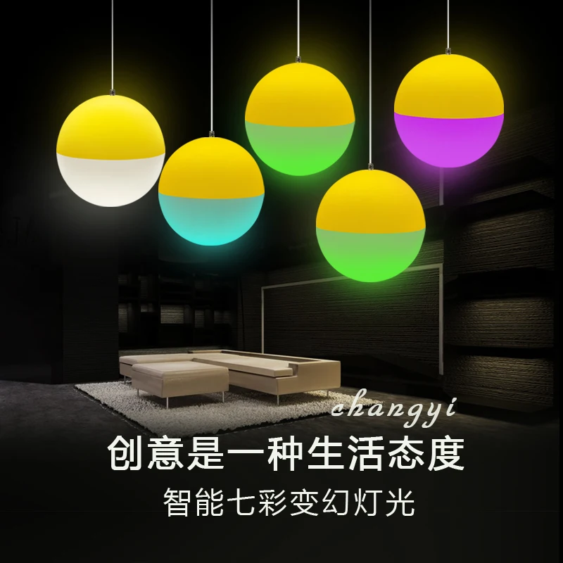 Creative PE plastic OEM different half color ball lamp led hanging ball pendant