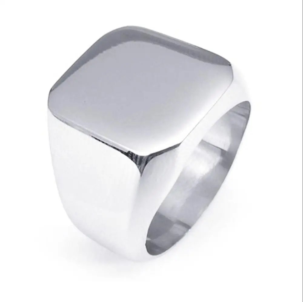Blank Surface Fine High Polishing Square Ring Stainless Steel Simple for Men and Women Environmentally Friendly CLASSIC 50pcs