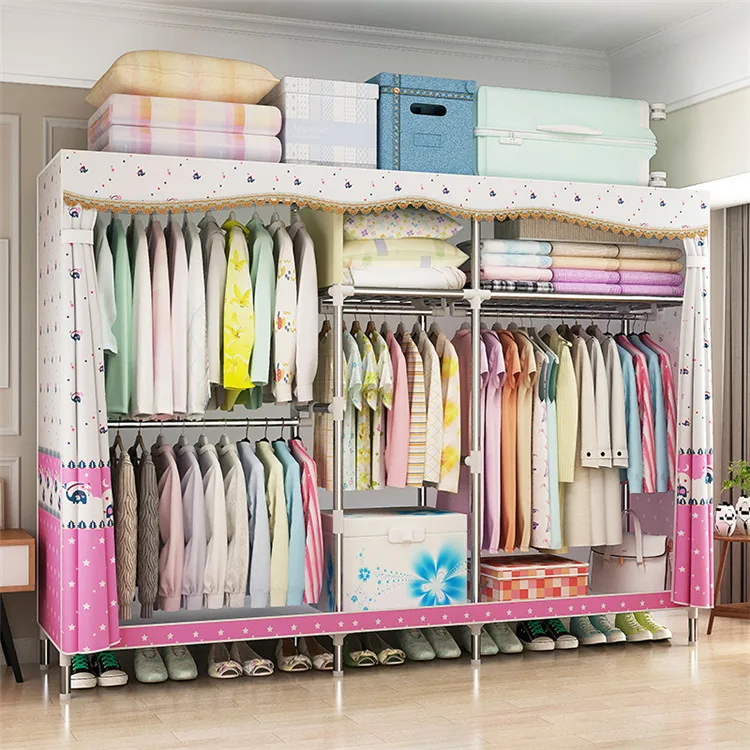 
2019 Hot Selling Home Furniture Large size Cloth Fabric Wardrobe For Bedroom Folding Portable 666 