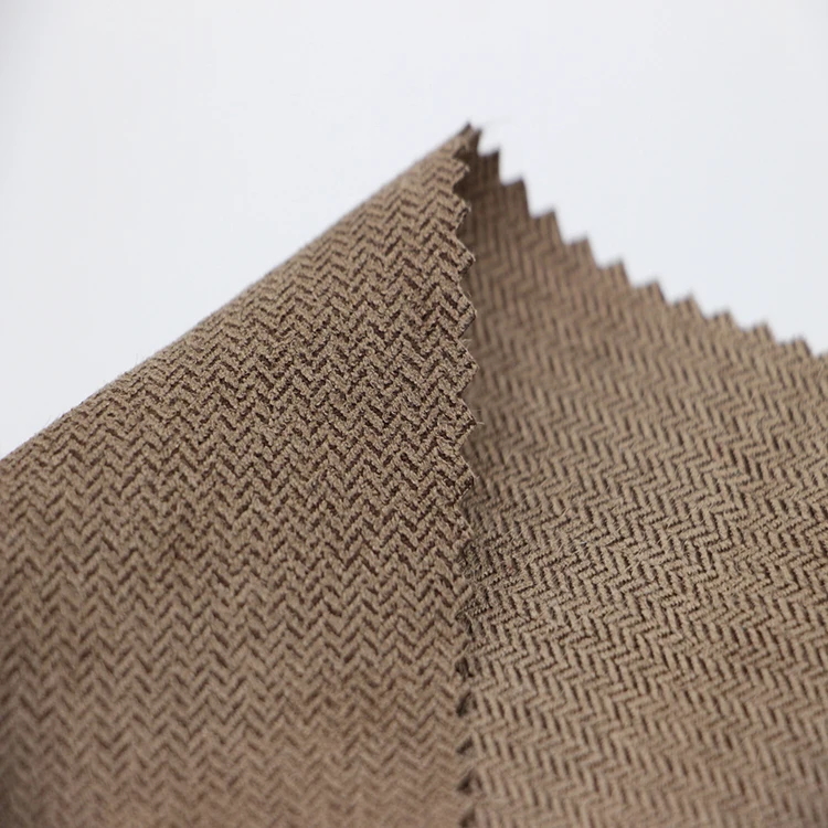 Custom Home Textile Dobby Jacquard Herringbone Pattern Microfiber Napping Fabric