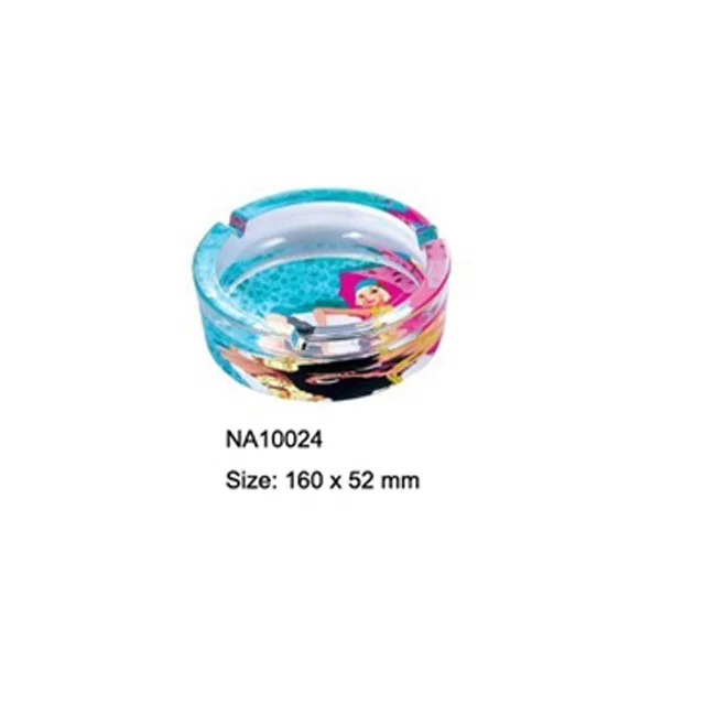 Customized hot selling printed glass ashtray