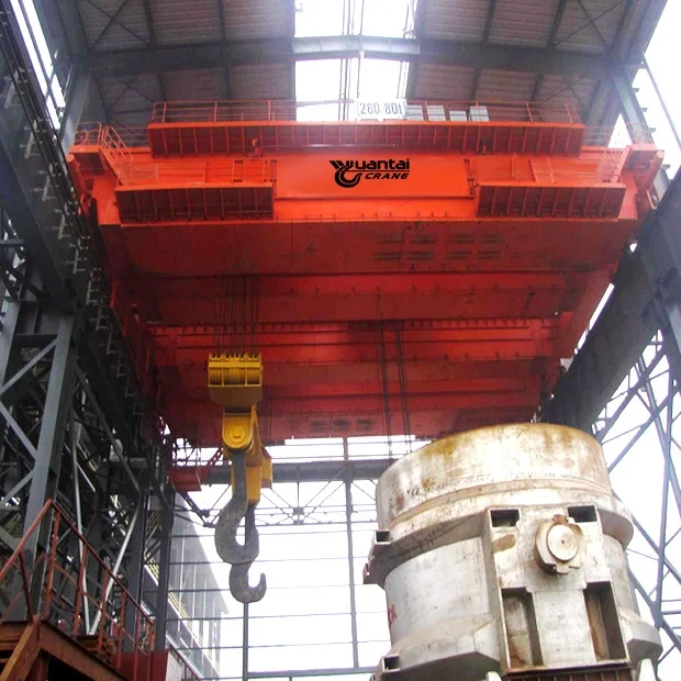 350/75 ton-550/80 ton heavy duty steel ladle overhead crane for steel plant to lift molten metal