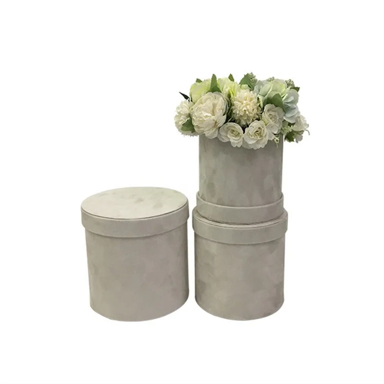 Wholesale Suede Luxury Round Flower Box, Velvet Box For Rose Packing