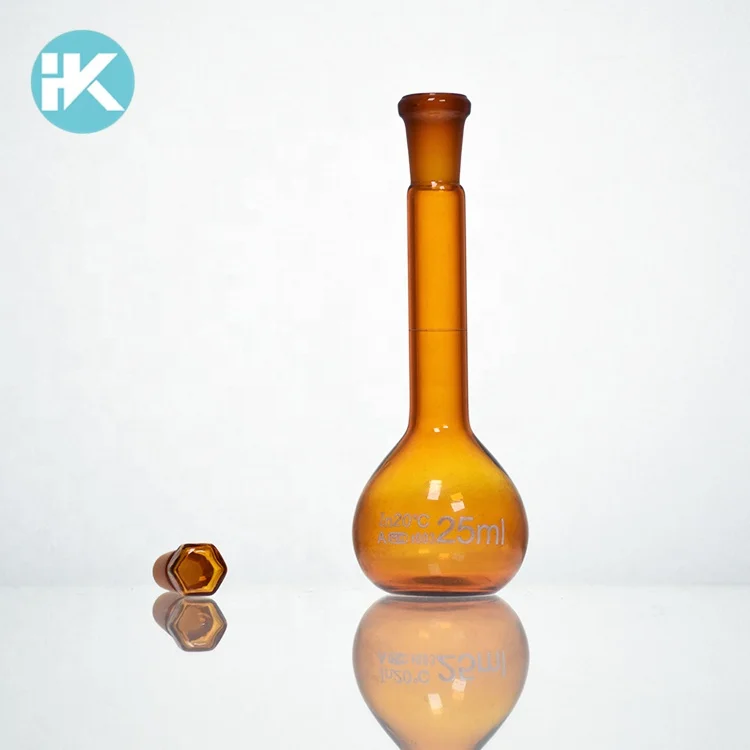 Huke пользовательские логотип и размер боросиликатного стекла 3,3 25 мл Amber объемная колба