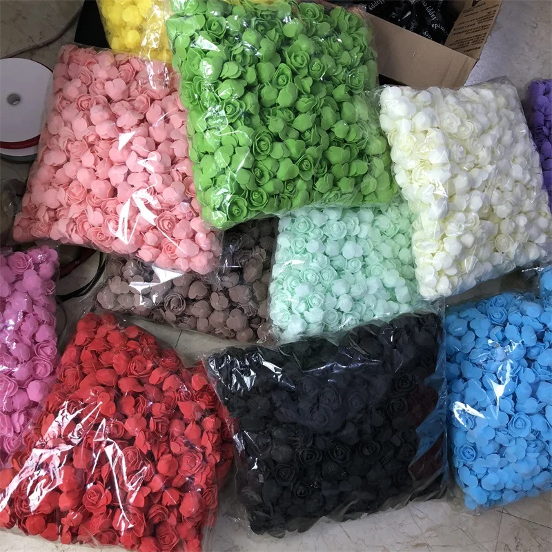 500Pcs/lot 3.5cm PE Artificial Foam Rose Flower Head For Rose Bear Wedding Accessories Artificial Flower