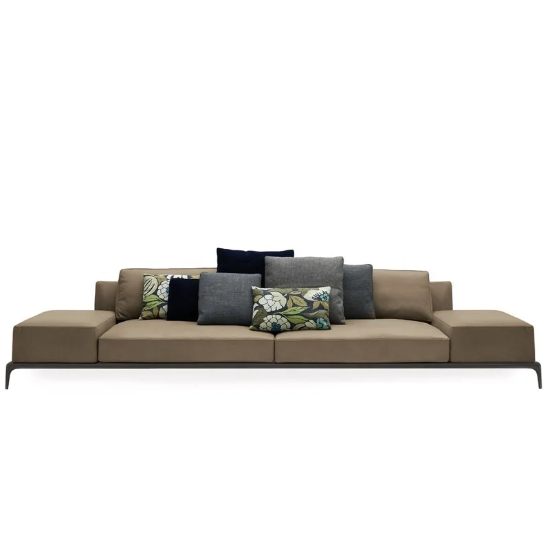 Модный современный деревянный диван дизайн 7 местный секционная мебель ткань диван гостиная диван